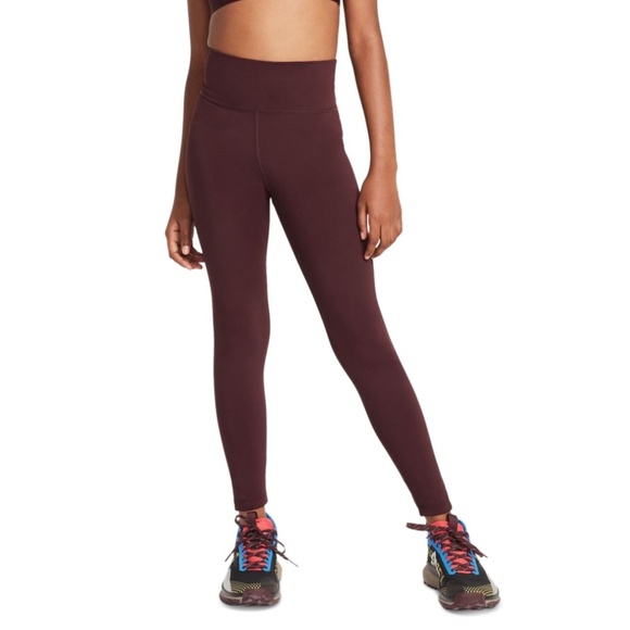 NWT M Nike Big Girls One Dri-fit High-Waisted Leggings - Bgycrh/whi - Picture 1 of 4